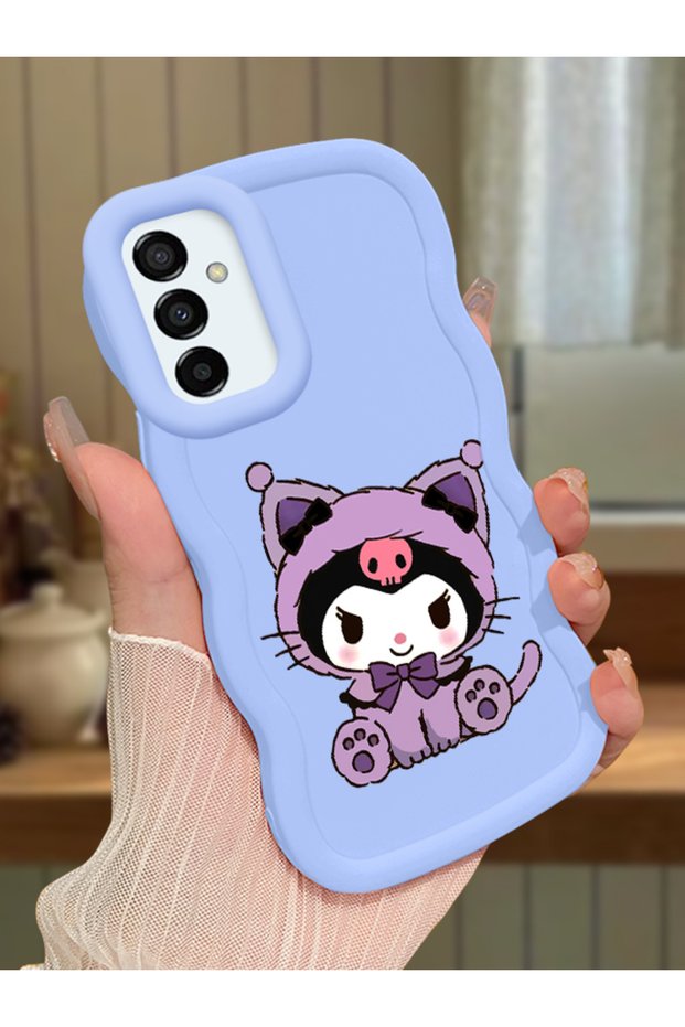 Samsung Galaxy M23 Compatible Case Camera Protector Blue Silicone Couple Phone Case Kuromi Pattern