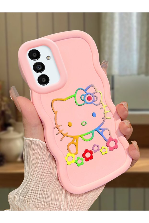 Samsung Galaxy A13 5g Compatible Case Camera Protector Pink Silicone Couple Phone Case Kitty Pattern