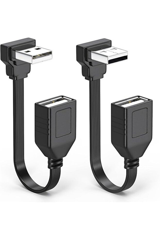 2 Pack 90 Degree USB 2.0 Extension Cable, Flat Right Angle USB Male To Female Extension Cable Convertor Adapter,