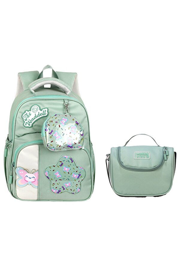 2-Piece Kindergarten Set Twill Kindergarten Bag and Lunch Box Solid Color Nursery Bag Thermal Lunch