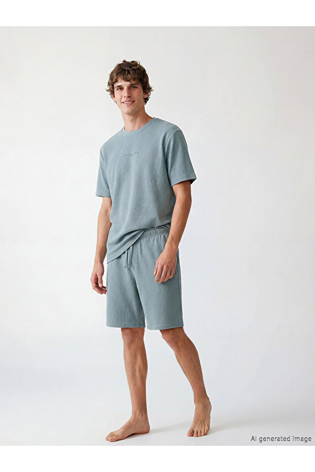 طقم بيجامة رجالي من Peak New Season Standard Fit مطبوع عليه Florida