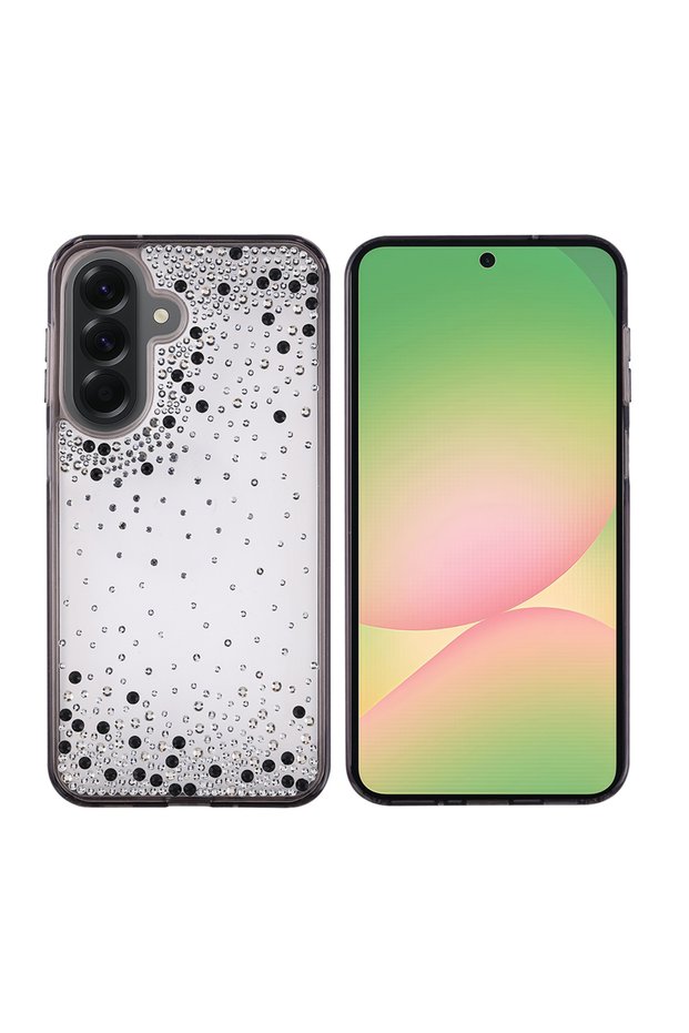 Galaxy A56 Case Camera Raised Silvery Drop Stone Silicone Scks