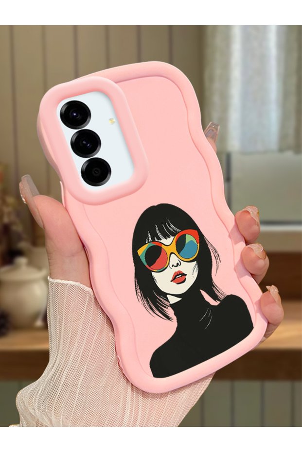 Samsung Galaxy A56 Compatible Case Camera Protector Pink Silicone Couple Phone Case Girl Pattern