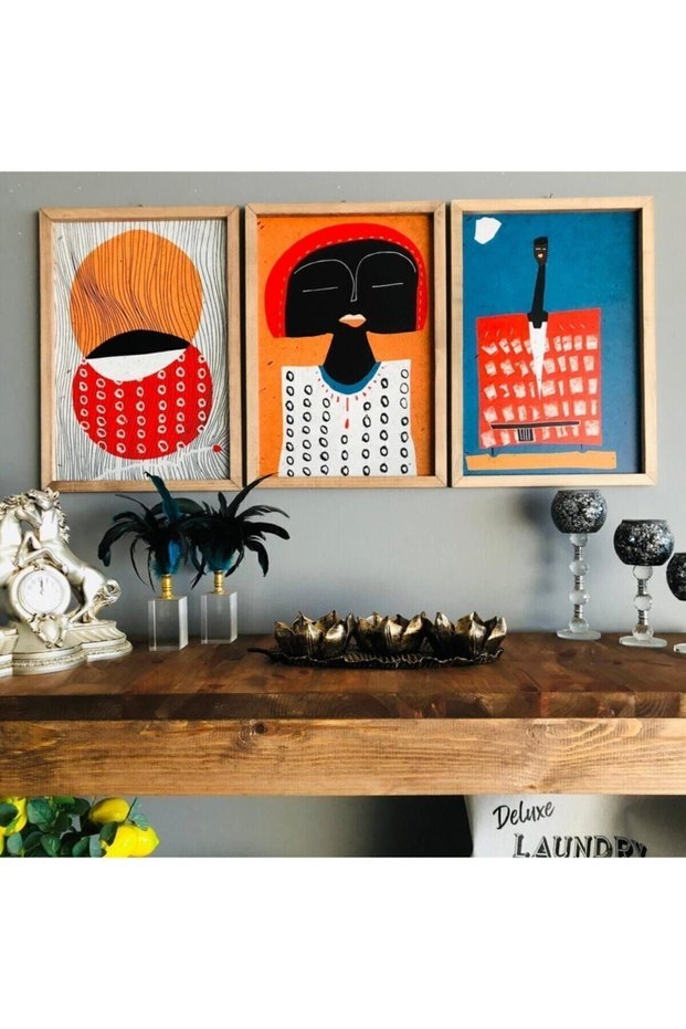 Modern Decor Art 30x40cm Set of 3 Wooden Framed Wall Painting