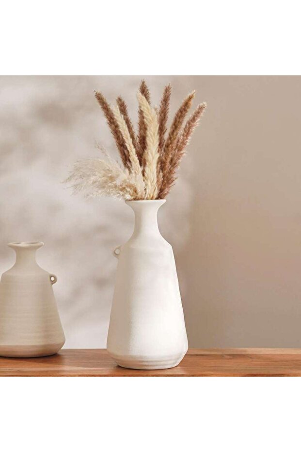 Teeny Stoneware Vase 19.9x19.9x38.5cm - Cream