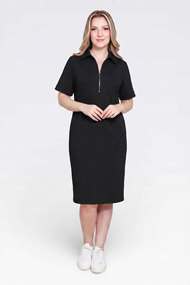 Tolga Saraçoğlu Zipper Detailed Midi Dress 40219