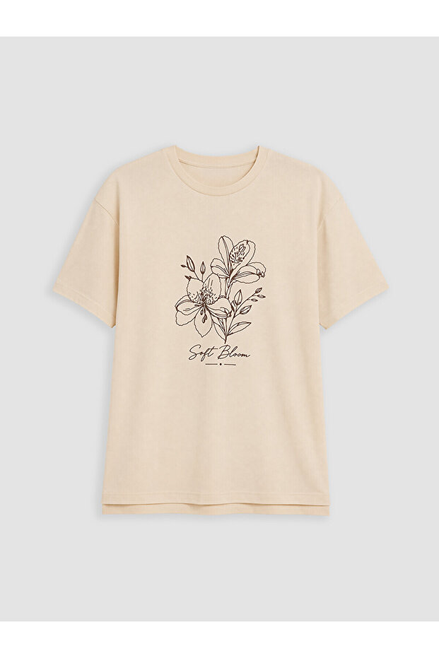 Trendlucky Plus Size Printed 100% Cotton Women's T-Shirt with Difference