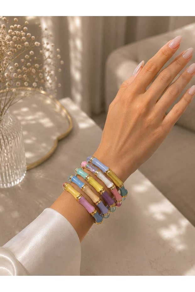 1 Piece Colorful Acrylic Bone Bracelet Women's Colorful Bracelet