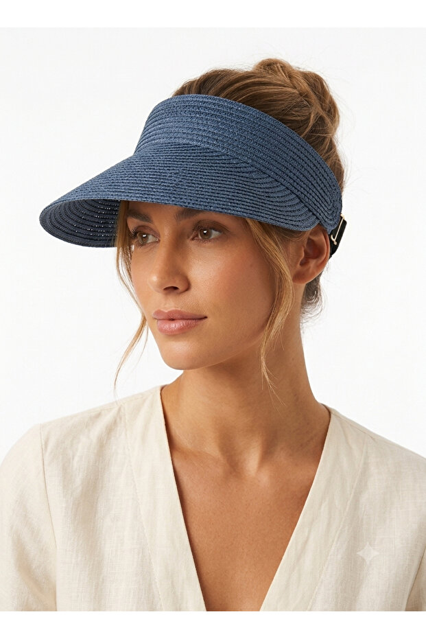 Straw Adjustable Summer Sports Visor Hat - Foldable Premium Beach Sun Visor