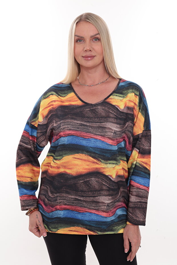 Plus Size V-Neck Slim Knitwear