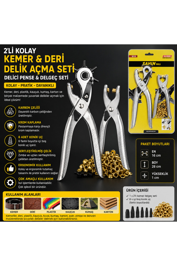 2-Piece Belt Hole Punching Pliers Set Leather Hole Making Tool Punch Pliers and Snap Fastener Set