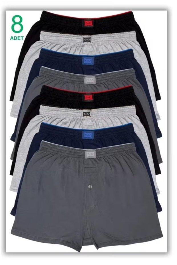 Tutku 8-Pack Men's Boxers, Black Color, Cotton, Comfortable, Front Buttoned