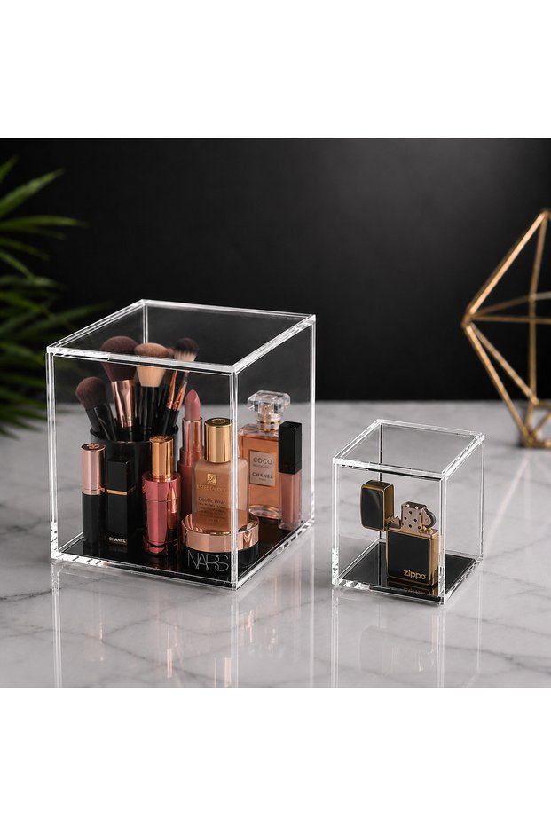 3mm Transparent Plexiglass Acrylic Box (Black Base) 13X13 cm