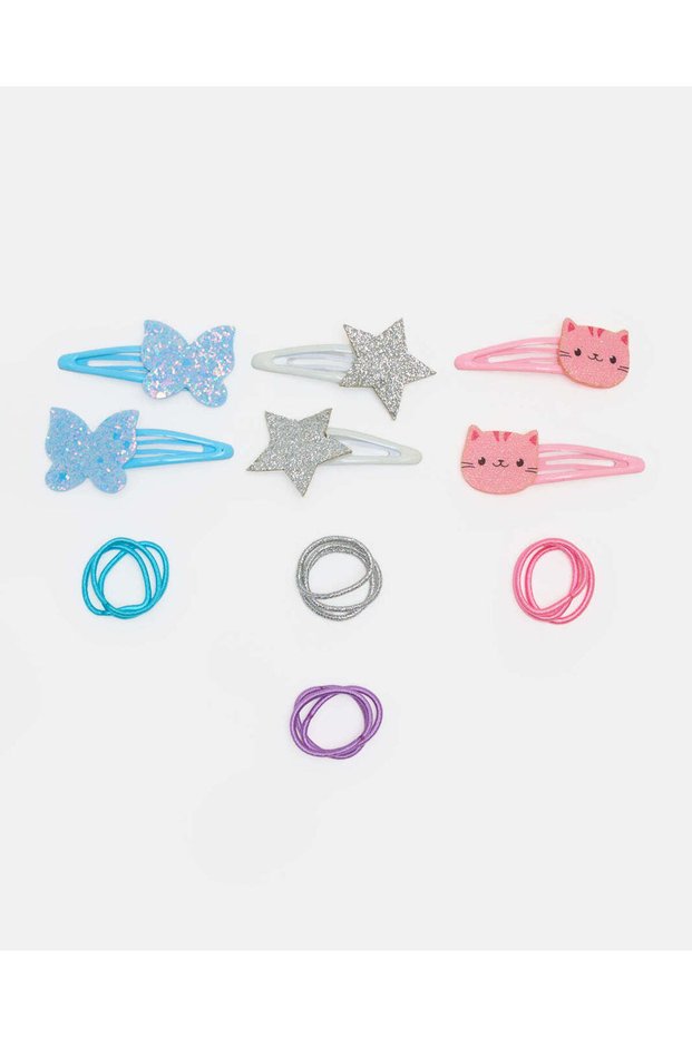 Girls Assorted Hair Clip And Elastic Set 18 Pieces