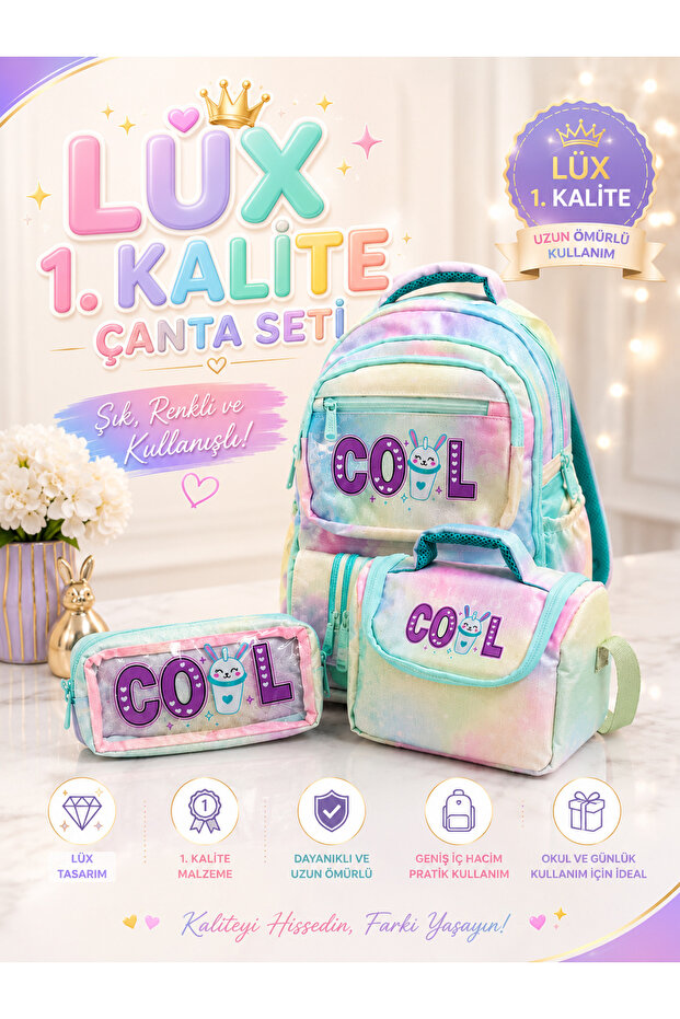 Luxury 3-Piece Cool 1St Quality Colorful Bag+Nutrition+Pen Holder Set