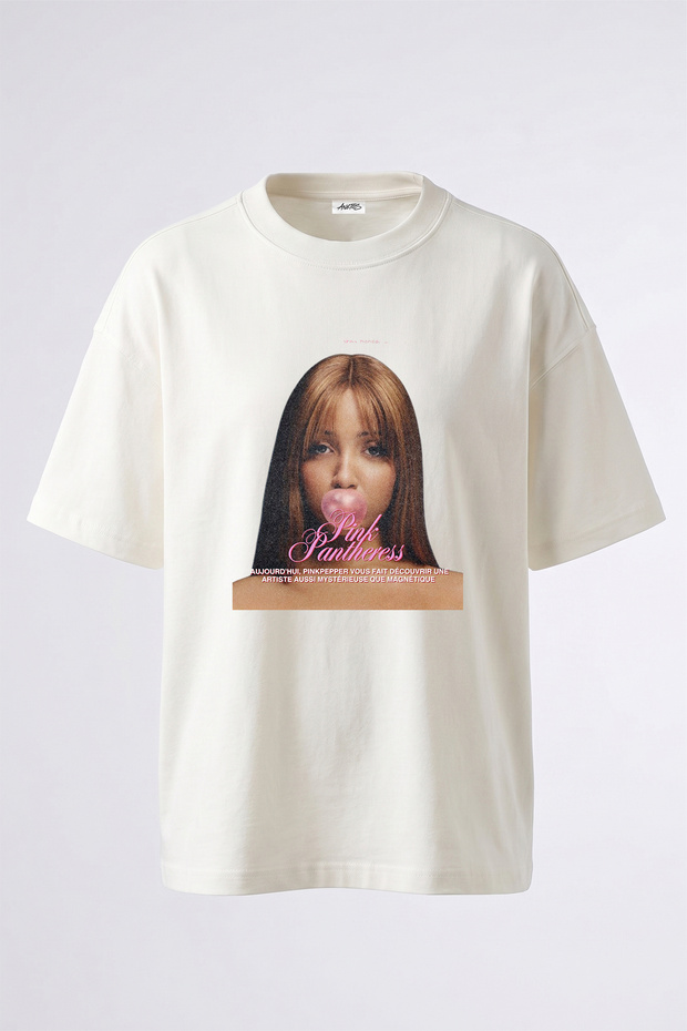 Pinkpantheress_2 Design Printed Oversize White T-Shirt