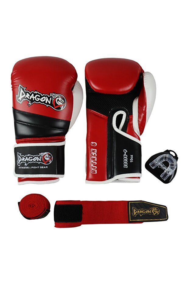 30096-P Attack-6 Boxing Glove Set (Gloves+Bandage+Mouthguard)