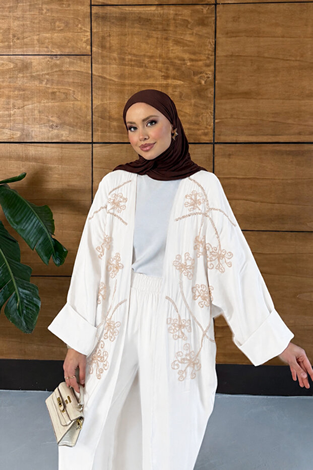 Women's Embroidered Bat Sleeve Tencel Set