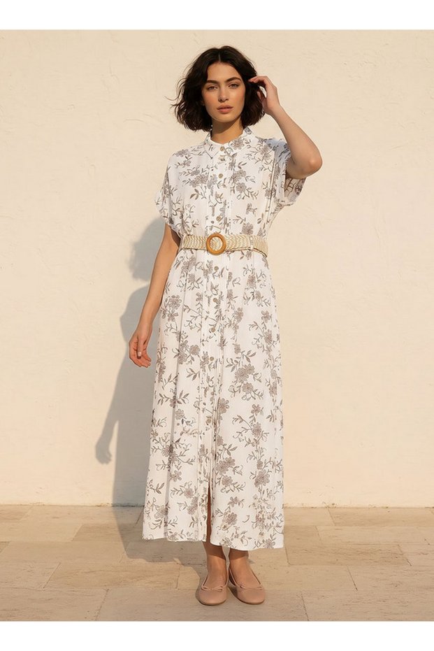 EMBROIDERY PRINT SHIRT DRESS