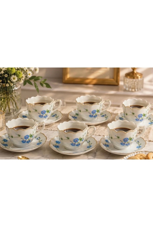 Bahar 6-Piece Colorful Turkish Coffee Cup Set