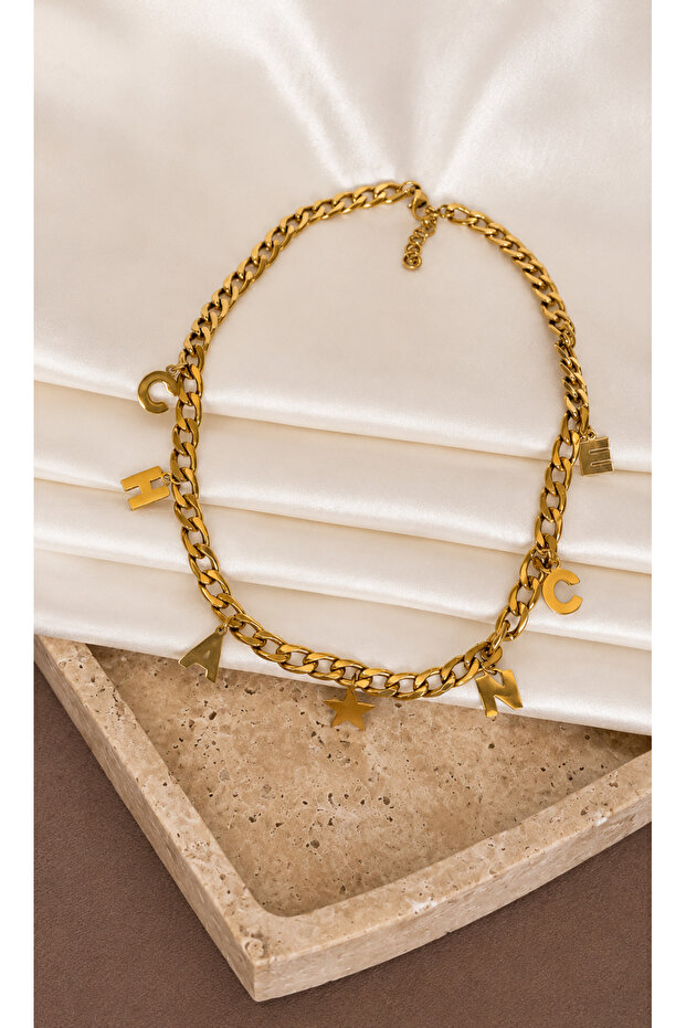 Brand Model Chain with Letter Charm Detail