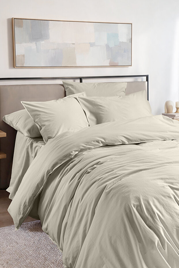Arrow 100% Organic Washed Cotton Double Duvet Cover Set