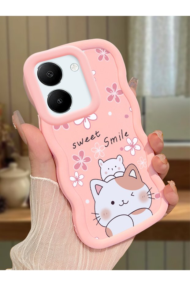 Vivo Y27S Compatible Case Camera Protective Pink Silicone Couple Phone Case Cat Pattern