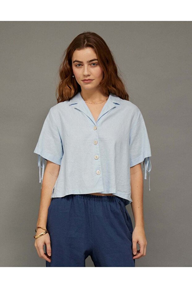 AE Linen-Blend Button-Up Shirt