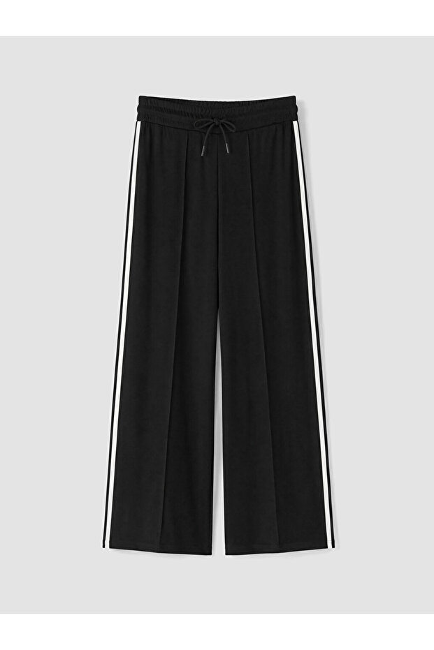 Black Soft Touch Women's Sweatpants with Stripes on the Sides