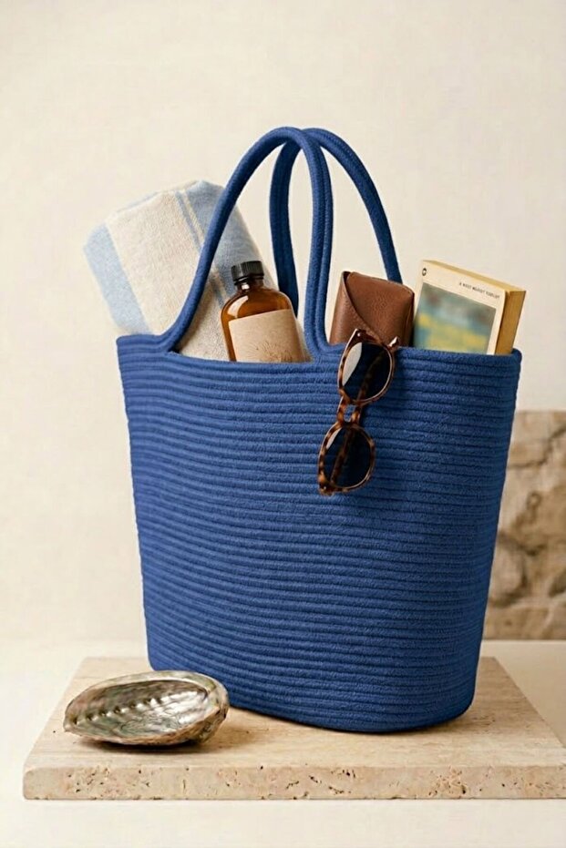 Handmade Short Handle Rope Knitted Women's Bag - Suitable for Daily & Beach Use