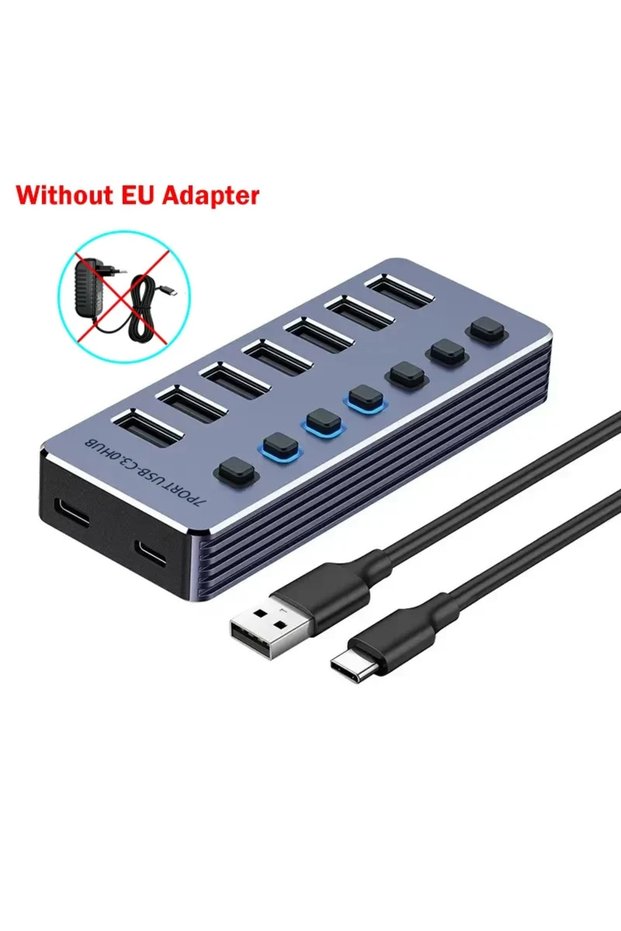 kebidumei 7-in-1 No EU Plug KEBIDUMEI 10 Port USB 3.0 Hub 5Gbps High Speed Splitter with Independent