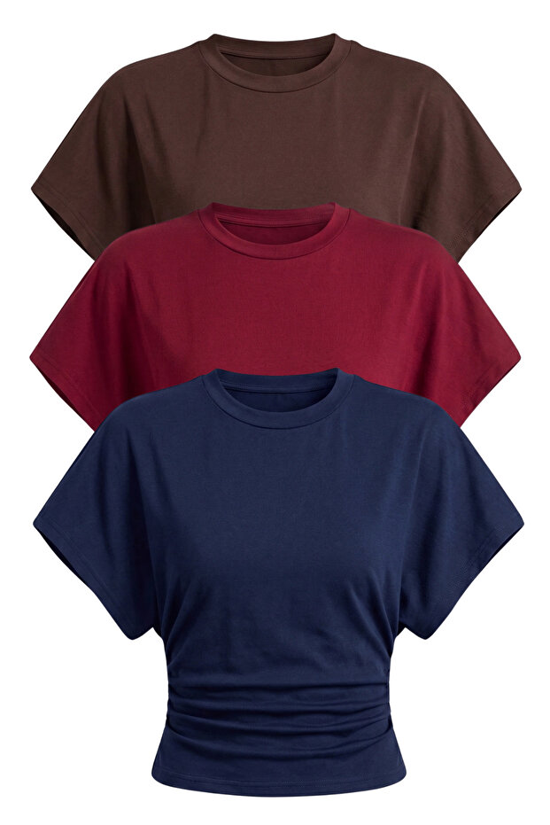Women's Bat Sleeve Blouse Cotton 3-Piece Blouse