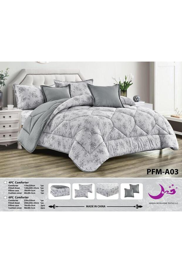 Nofrin Summer Microfiber 6-Piece Comforter Set - Double-Sided with Calming Patterns and Modern Touch - Cool Summer Patterned Duvet