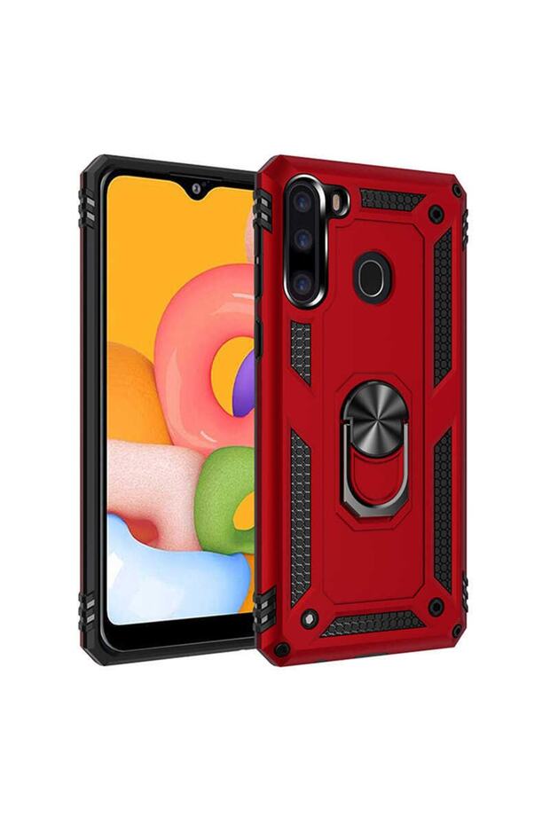 Samsung Galaxy A21 Case Ultra Protection Shock Absorbing Tank Rugged Very Rugged Silicone Cover-Red