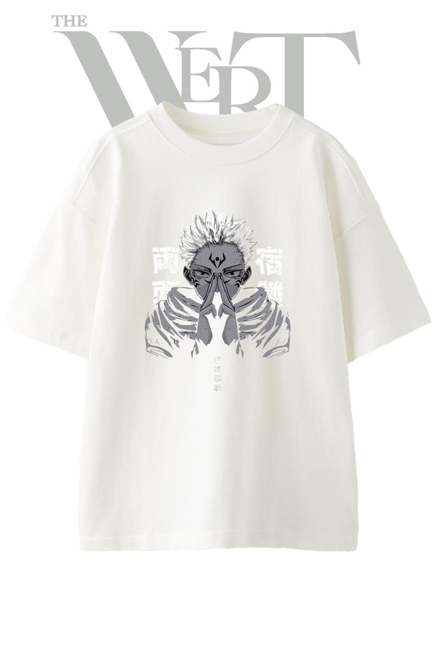 Ryomen Sukuna Design Printed Unisex White Oversize T-Shirt