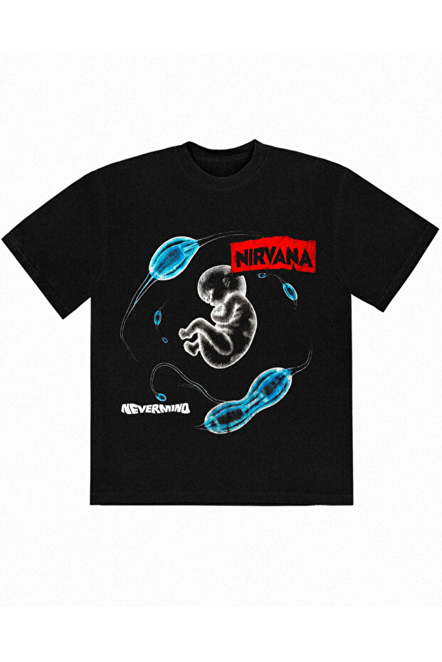 تي شيرت Nirvana Nevermind نادر مطبوع للجنسين مقاس كبير