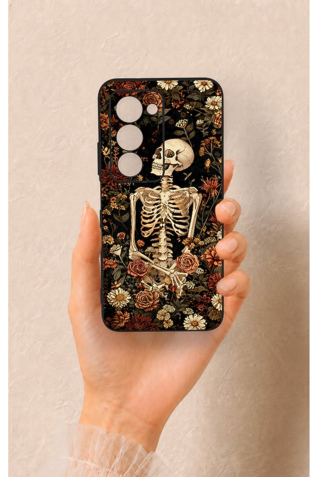 Redmi 15 5g Compatible Flower Skeleton Pattern Silicone Case