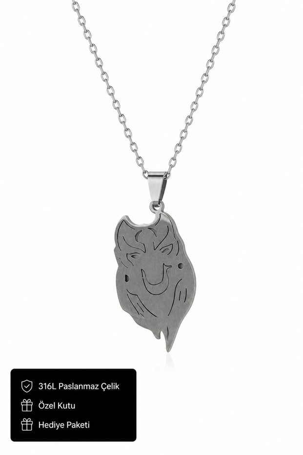 316L Stainless Steel Wolf Head Figured Men's / Women's Medallion Necklace - Does Not Tarnish