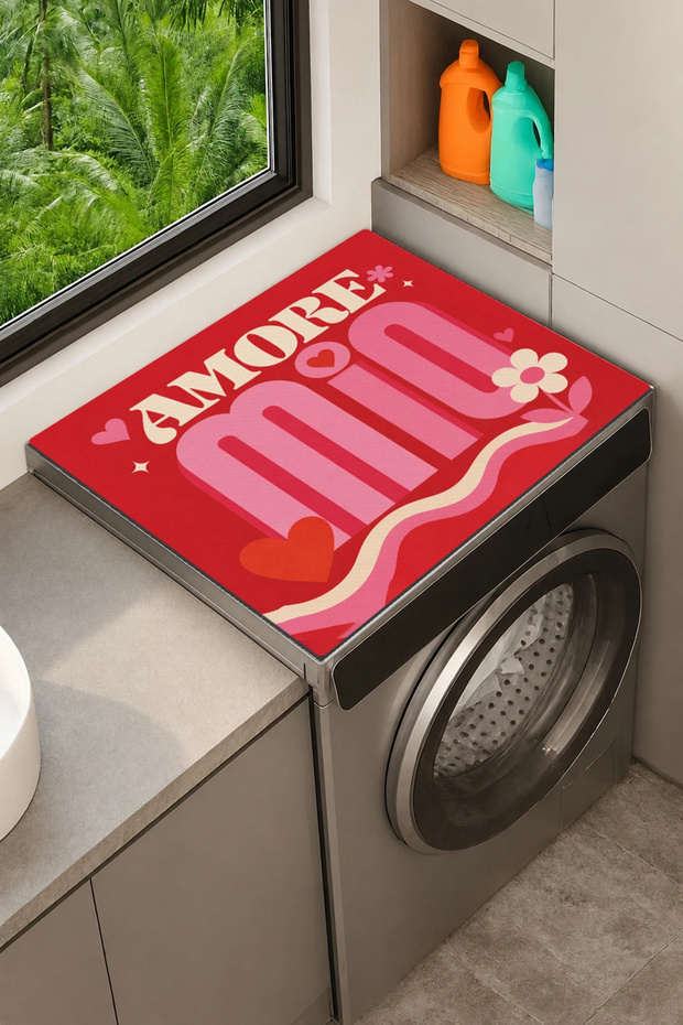 Clothes Dryer Top Organizer Mat Liquid-Proof Cover Retro Amore
