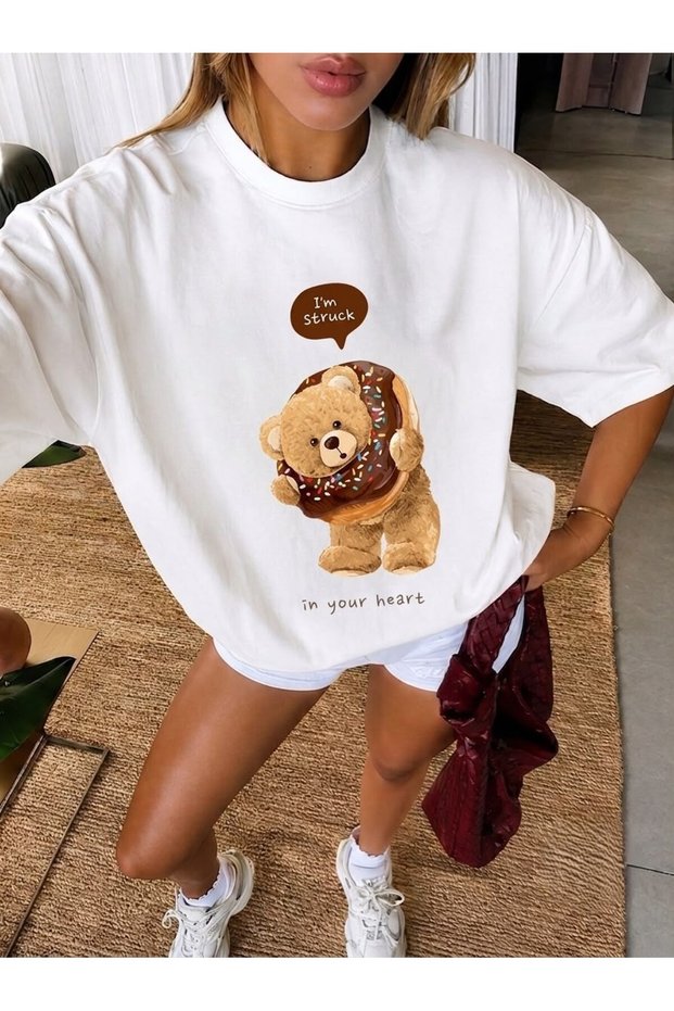 Unisex I'M Struck in Your Heart Sweet Bear Donut Bsskili T-Shirt