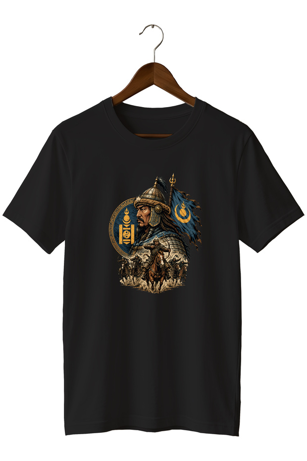 Mongolian Empire Warrior Printed Unisex T-Shirt – Horse-Armed Army and Steppe-Themed Design
