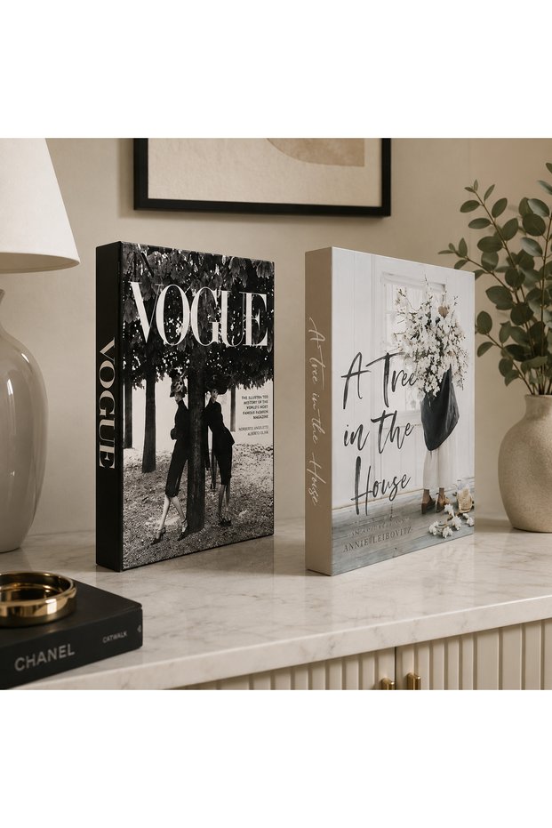 2-Piece Decorative Book-Looking Box Monochrome Home & Two Women Themed