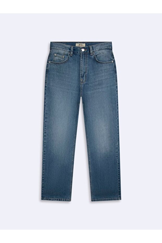 Vanetta Zipper Flat Leg Mid Indigo Jean Pants