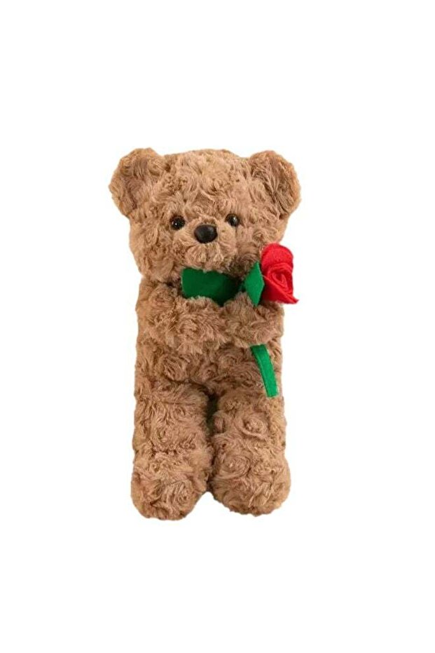 Teddy Bear Holding Artificial Rose 30 cm Ideal Gift for Valentine, Anniversary, Birthday