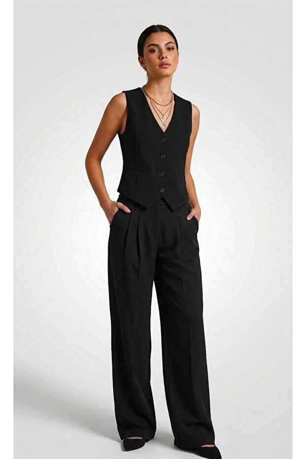 Women's Vest and Palazzo Pants Top and Bottom Set