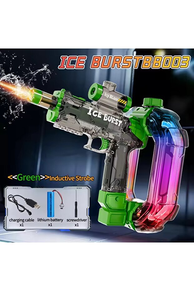 BB003 Green LED Light Electric Water Guns for Adults Powerful Shooting Game Automatic Water Blasters