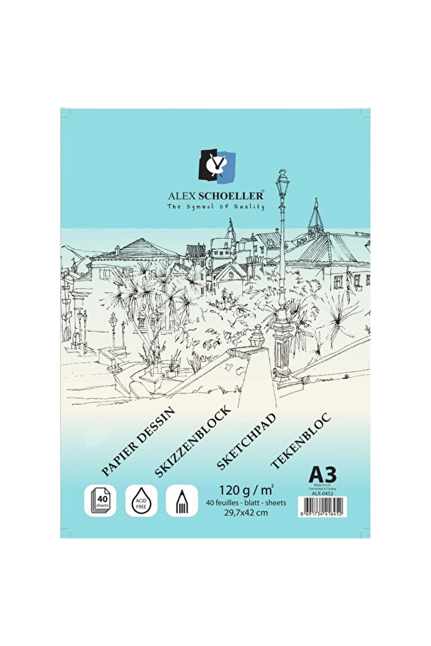 ألكس A3 120 جرام 40 ورقة سكيتشر سبيرال بلوك (ALEX-0452)