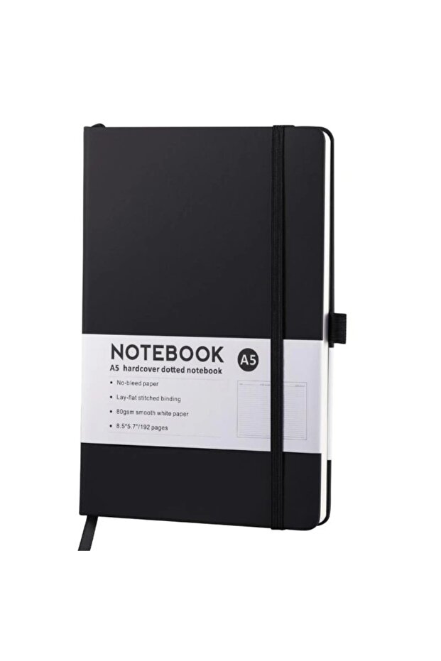 A5 black Hardcover Notebook 200 Pages Lined Leather Journal College Ruled Notebook 216x145mm for Wri