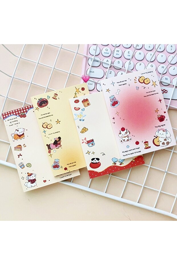 1Ben-Random Style 50Page/Book A7 Notepad，Ins Style Cute Puppy Pockets Notebook Notes Memo Notes Scri