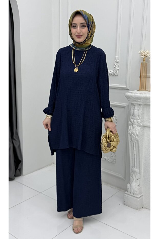 Ekin Takım Navy Blue Stylish and Comfortable Women's Hijab Set Casual & Stylish Combination